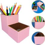 Kit Porta Canetas e Clips - Rosa-bebê