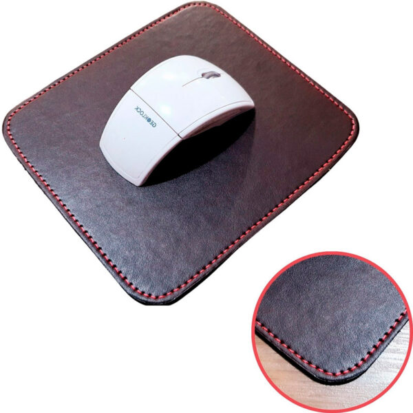 Mouse Pad Bi Collor Couro Sintético - Vermelho e Café