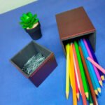 Kit Porta Canetas e Clips Bi Collor - Vermelho e Café - Imagem 2
