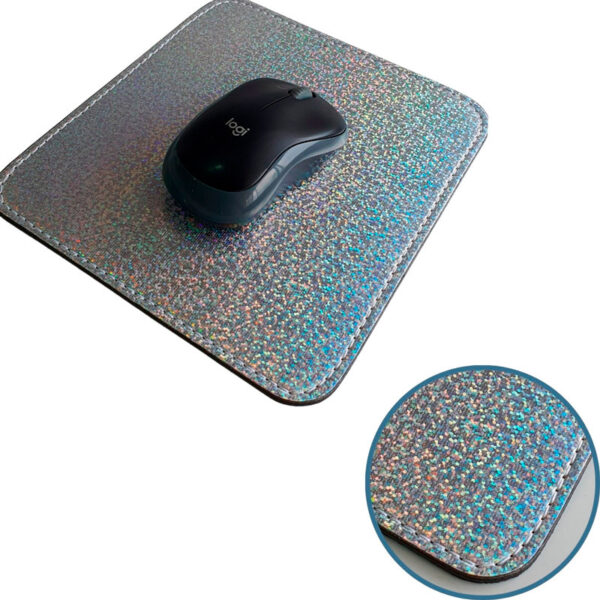 Mouse Pad Bi Collor Couro Sintético - Holográfico e Glitter