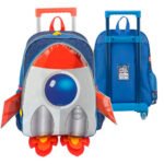 Mochila Com Rodas Foguete - Foguete Laranja