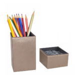 Kit Porta Canetas e Clips - Prata Velho