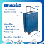 Mala de Viagem M com Rodinhas 360° - Azul - Imagem 2