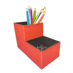 Kit Porta Canetas e Clips - Vermelho Telha