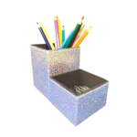 Kit Porta Canetas e Clips - Holográfico Glitter