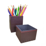 Kit Porta Canetas e Clips - Vermelho e Café
