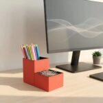 Kit Porta Canetas e Clips Bi Collor - Vermelho Telha - Imagem 2