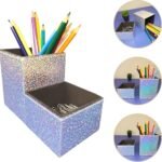 Kit Porta Canetas e Clips Bi Collor - Holográfico e Glitter