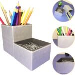 Kit Porta Canetas e Clips - Prata