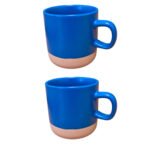 Kit 2 Canecas de 350ml de Cerâmica Cor Azul