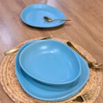 Jogo de Prato de Cerâmica Estilo Orgânico - Sobremesa, Raso e Fundo - Imagem 2