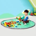 Tapete Infantil Portátil Com Saco Organizador De Brinquedos Cor Verde - Imagem 5