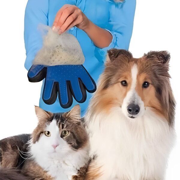 Luva Magnética Pet Remove Pelo de Cachorro e Gato Cor Azul