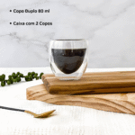 Jogo com 2 Copos de Vidro Duplo 80ml - Café e Chá - Imagem 2