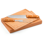 Kit Churrasco 3 Peças Madeira Inox Presente Churrasqueiro