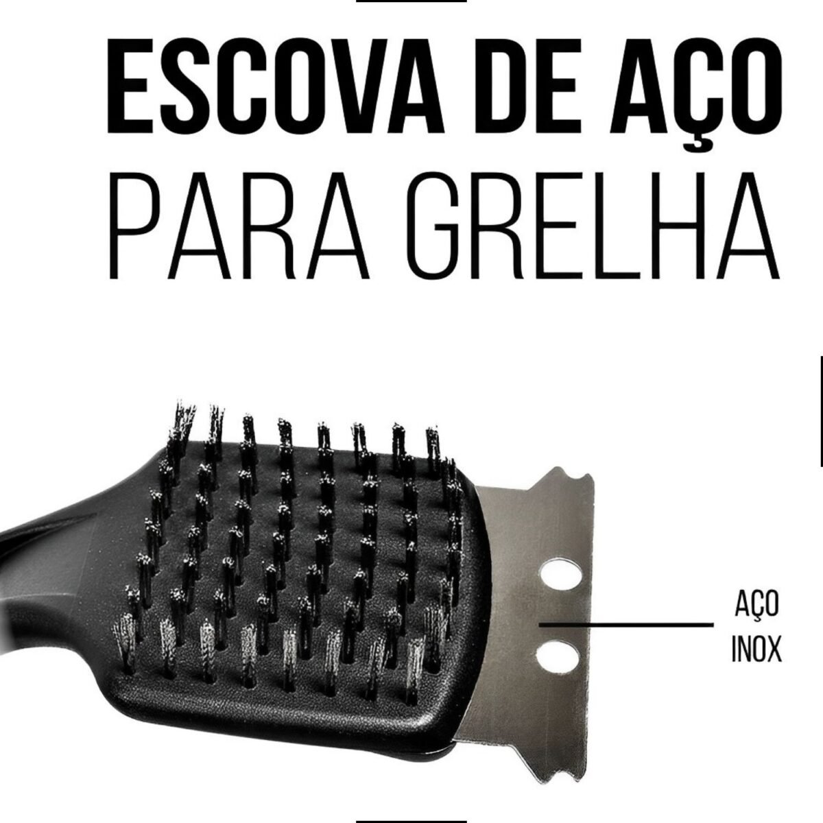 Escova Limpa Grelha De Churrasqueira Espátula Cerdas De Aço - Imagem 4