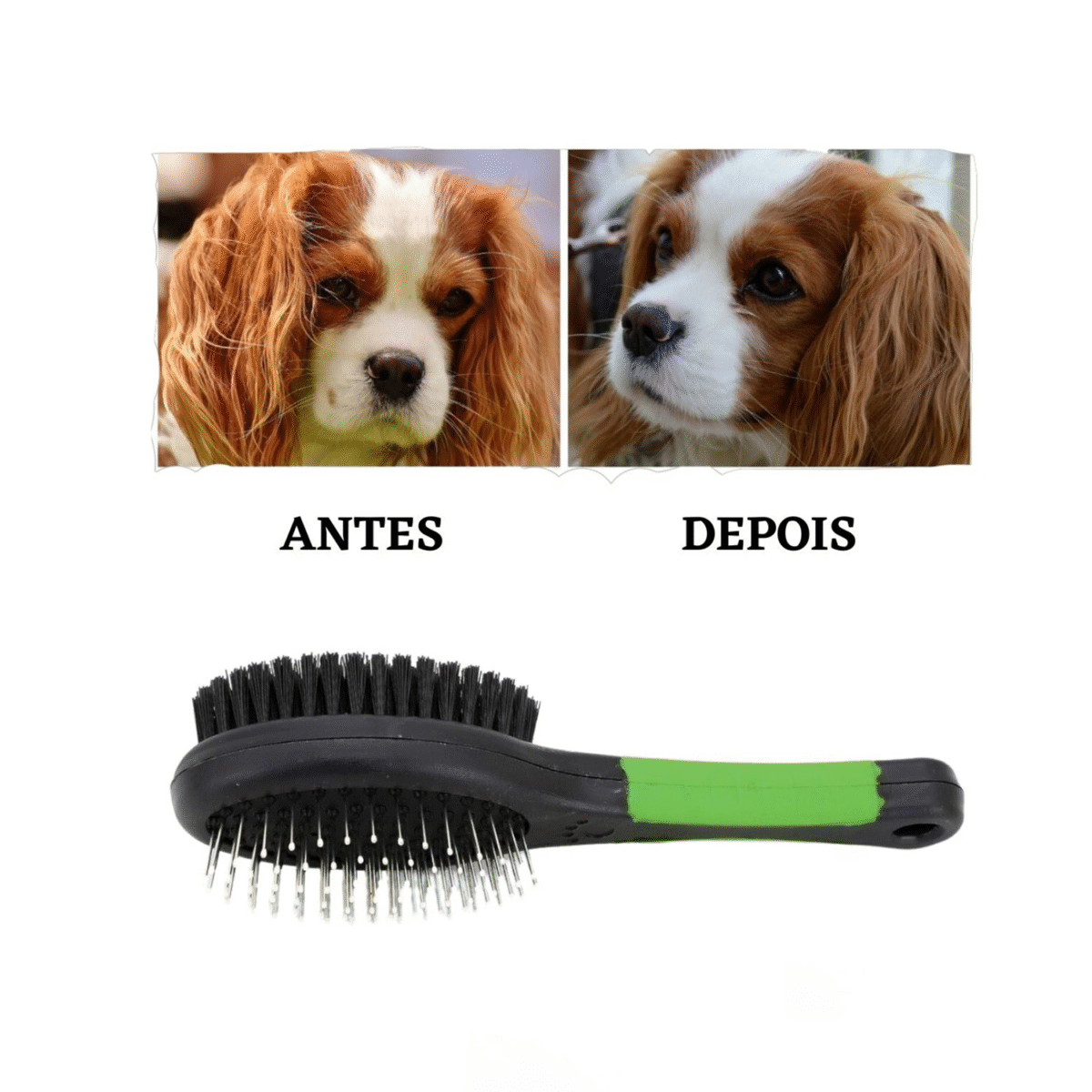 Escova Dupla Pet Cor Preta e Cabo Verde p/ Gato e Cachorro - Imagem 2