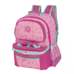 Mochila de Costas e Lancheira Térmica - Borboletas Rosa