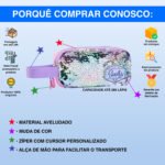 Estojo com 2 Divisórias Gata - Paetê Rosa - Imagem 2