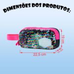 Estojo com 2 Divisórias Gata - Paetê Preto - Imagem 2