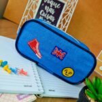 Necessaire Oval Porta Objetos – Jeans com Bordado - Imagem 2