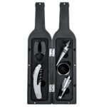 Kit 5 Peças Formato de Garrafa P/ Vinho - Preto